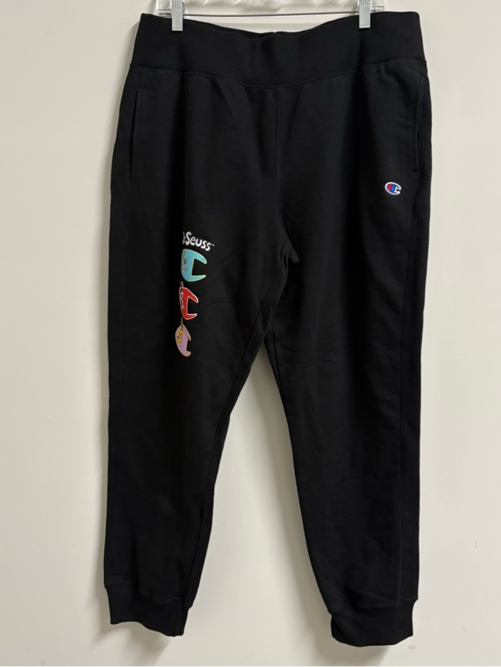 CHAMPION x‎ DR SUESS Adult Large Jogger Sweatpants Reverse Weave Black 2X